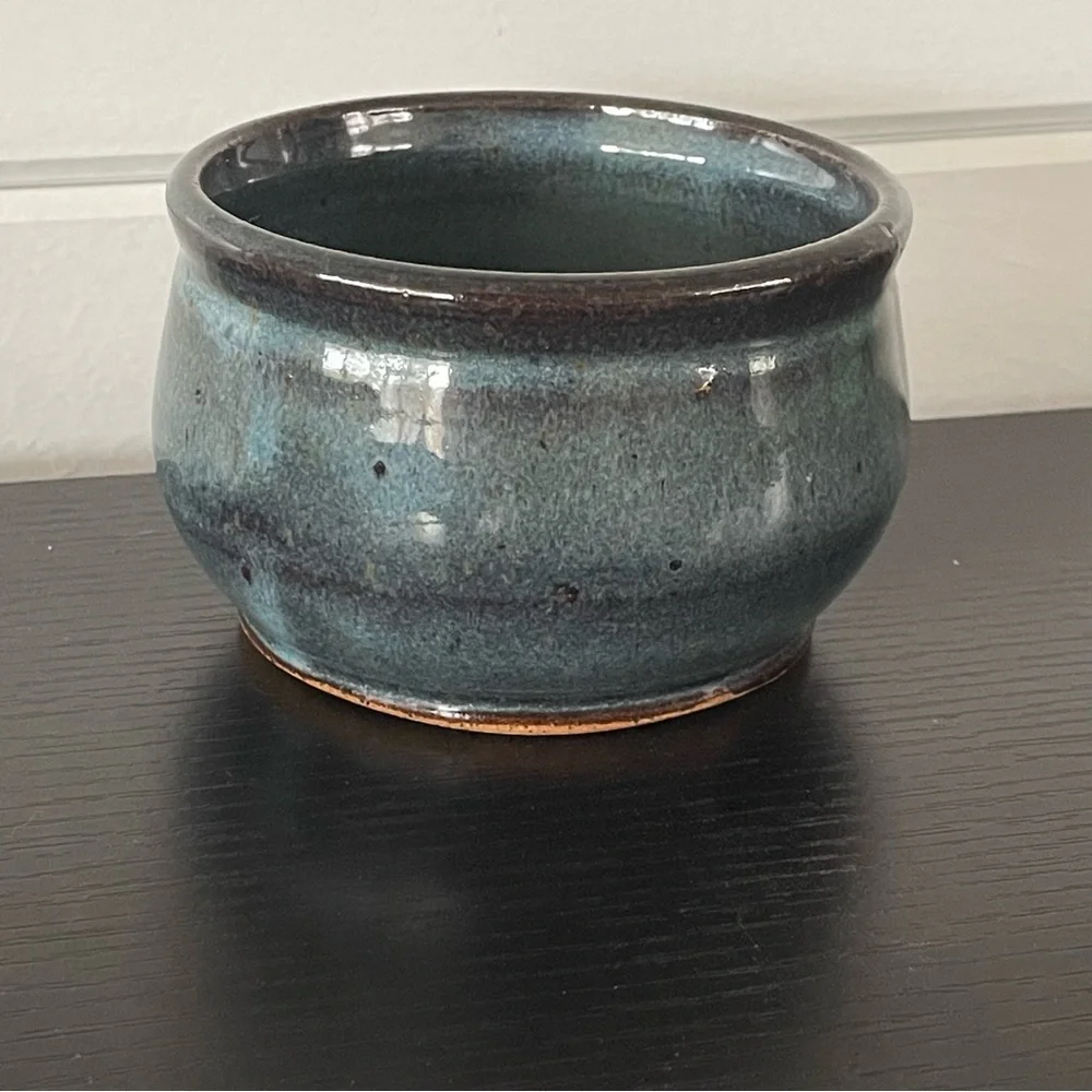 $10 SALE Handcrafted Blue Ceramic Candy Dish Trinket Holder Jewelry Speckle